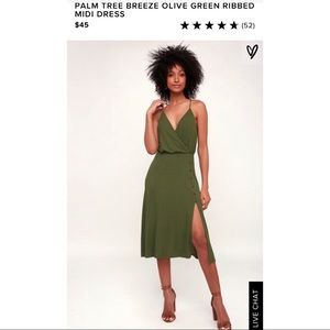 Lulus Palm Tree Breeze Olive Ribbed Midi Dress